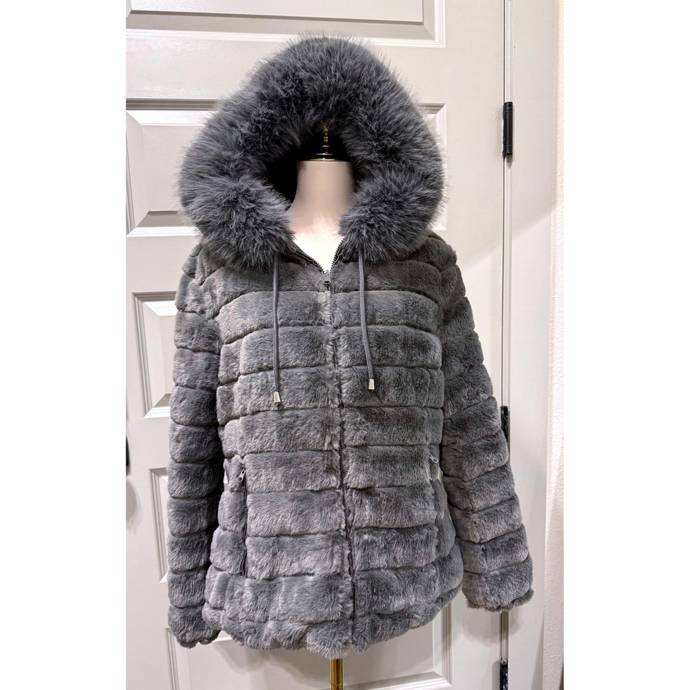 Double Sided Reversible Women's Faux Fur‎ Coat Size Large
